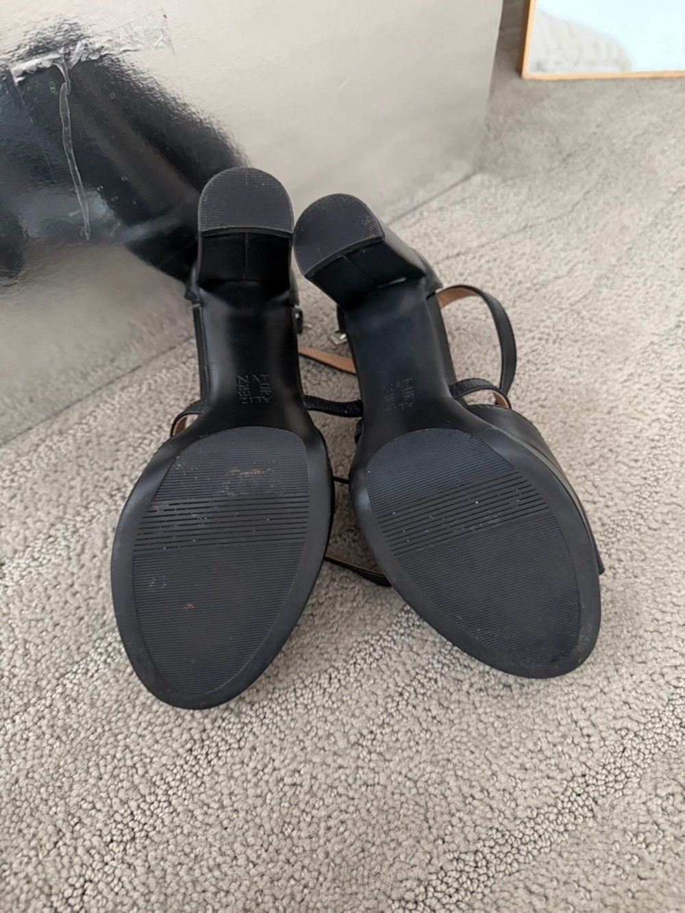 Naturalizer Black Leather Strappy Block Heel Sandals - Picture 5 of 5